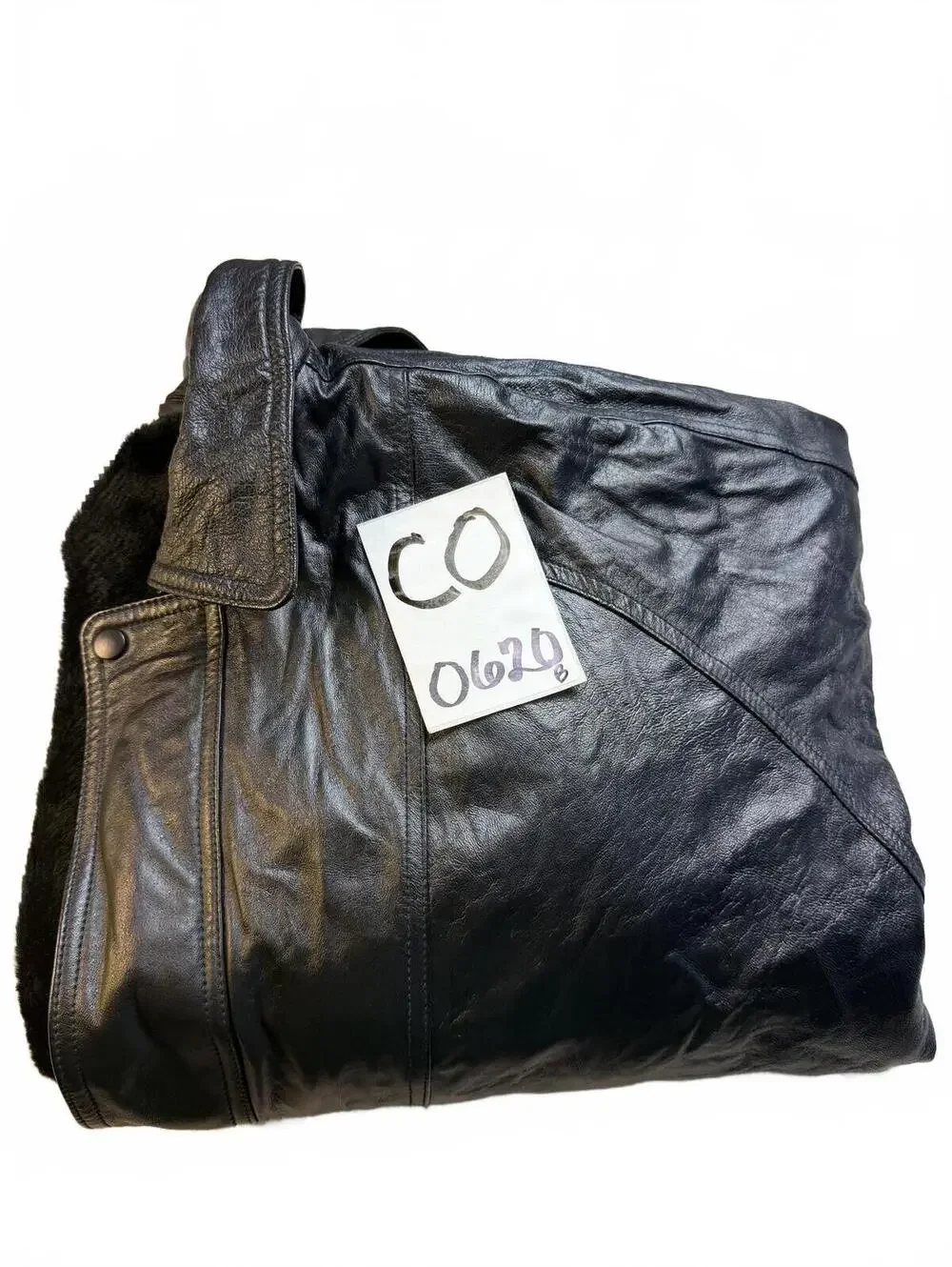 COAT Vintage Black Leather Jacket with Faux Fur Lining By American Leather